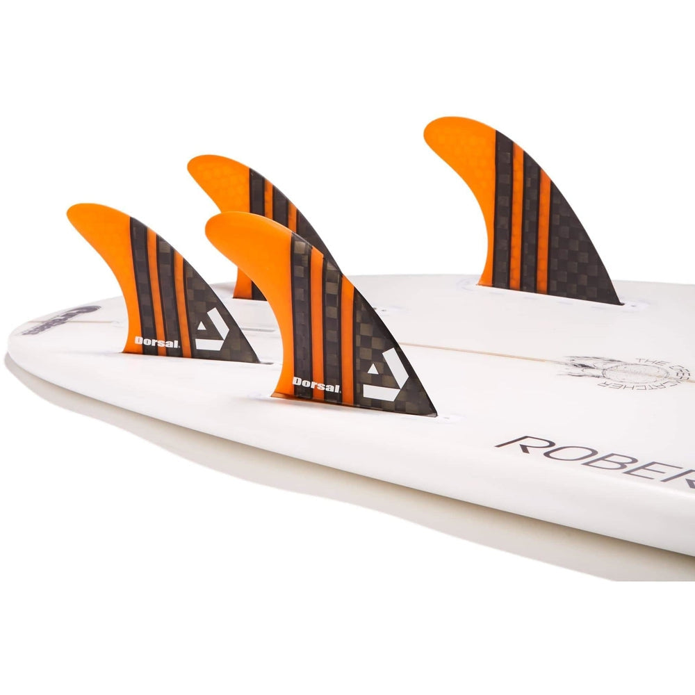 DORSAL Carbon Hexcore Quad Surfboard Fins (4) Honeycomb FUT Compatible Orange