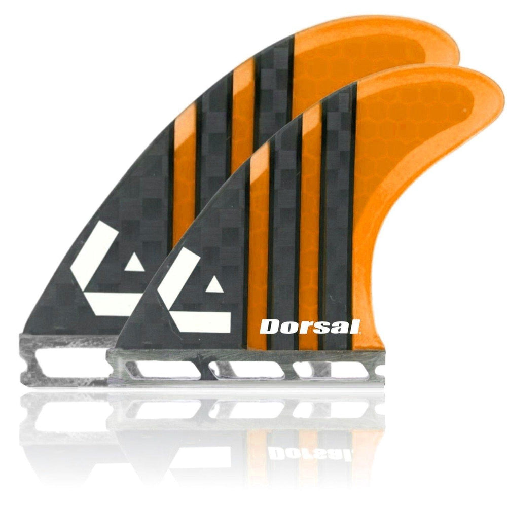 DORSAL Carbon Hexcore Quad Surfboard Fins (4) Honeycomb FUT Compatible Orange