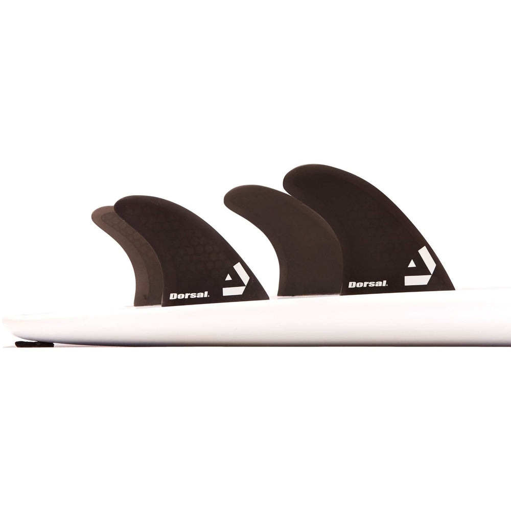 DORSAL Surfboard Fins Hexcore Quad Set (4) Honeycomb FCS Compatible Black