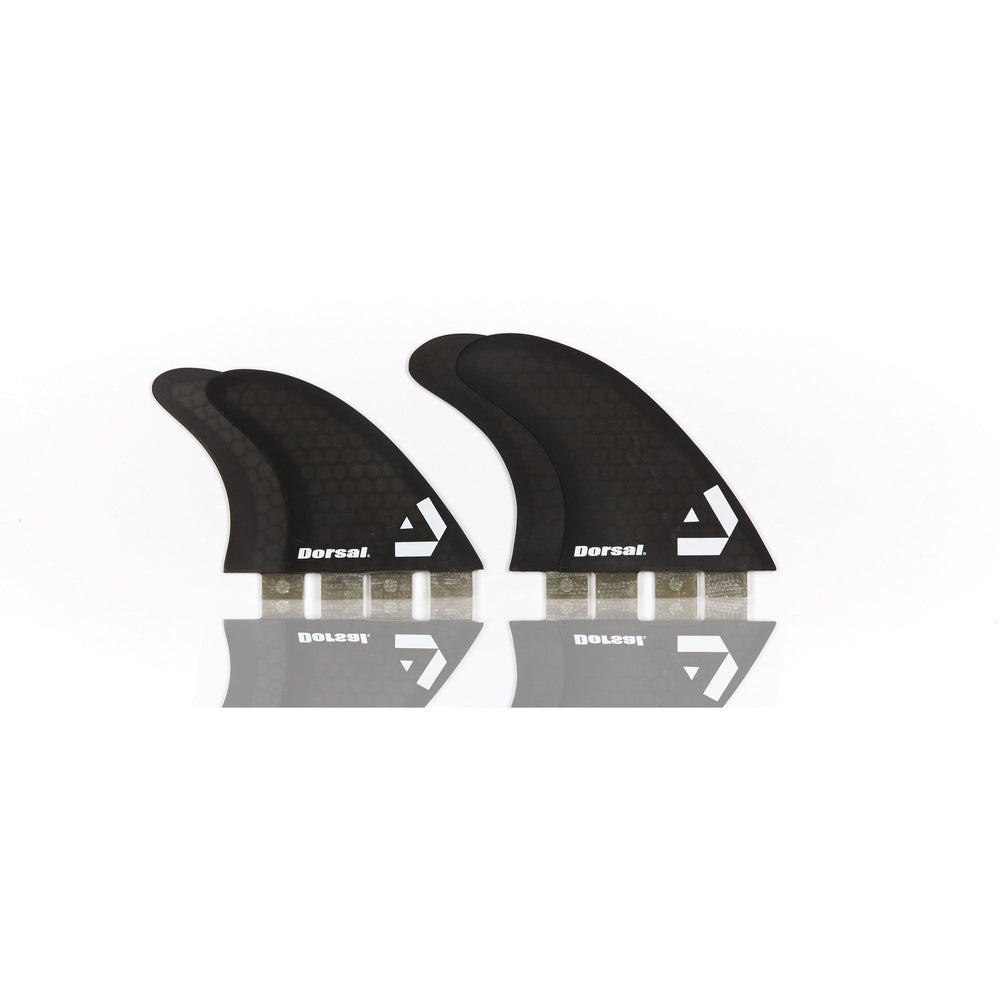 DORSAL Surfboard Fins Hexcore Quad Set (4) Honeycomb FCS Compatible Black