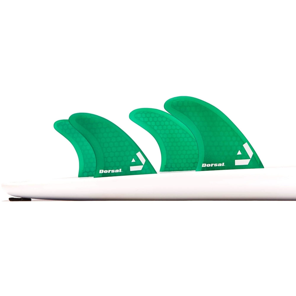 DORSAL Surfboard Fins Hexcore Quad Set (4) Honeycomb FCS Compatible Green