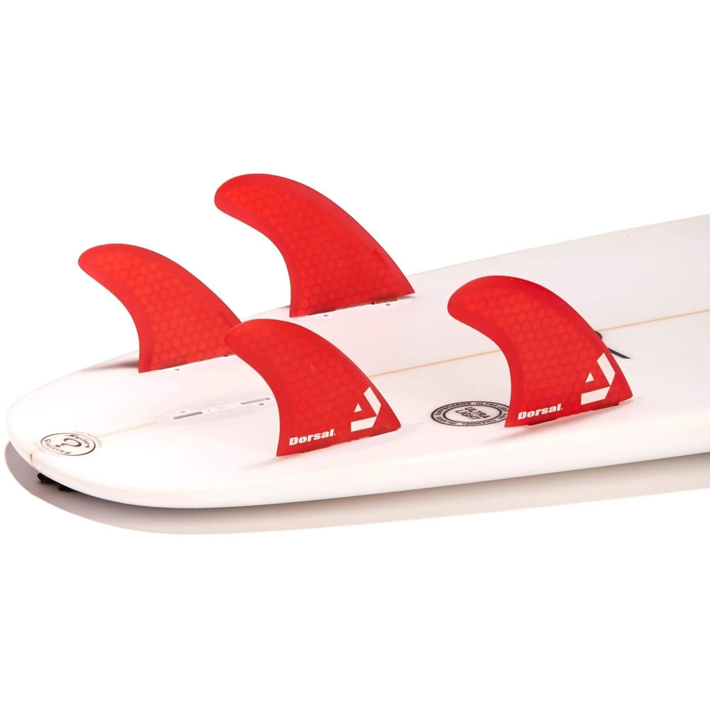 DORSAL Surfboard Fins Hexcore Quad Set (4) Honeycomb FCS Compatible Red