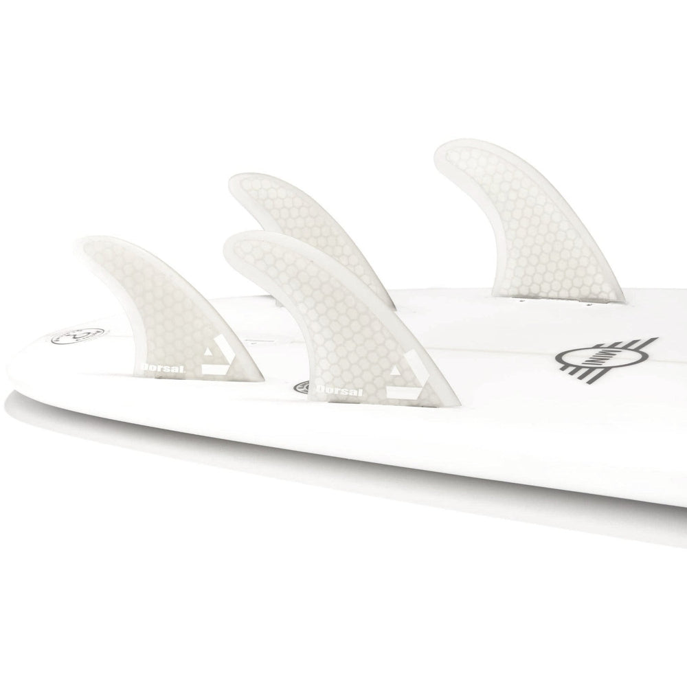 DORSAL Surfboard Fins Hexcore Quad Set (4) Honeycomb FCS Compatible White