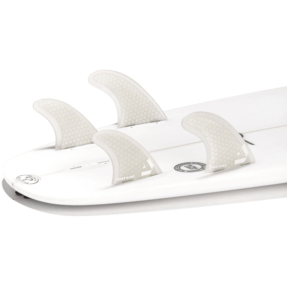 DORSAL Surfboard Fins Hexcore Quad Set (4) Honeycomb FCS Compatible White