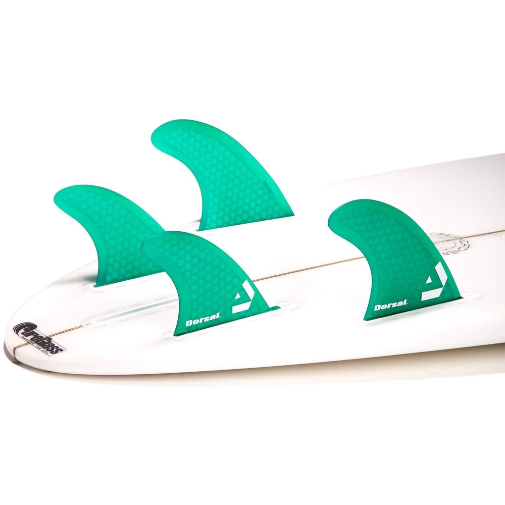 DORSAL Surfboard Fins Hexcore Quad Set (4) Honeycomb FUT Compatible Green