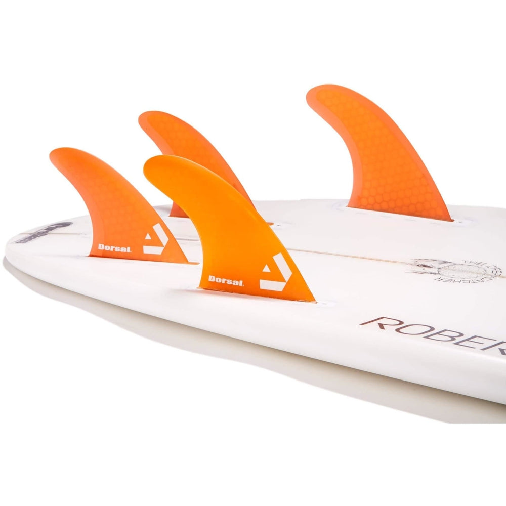 DORSAL Surfboard Fins Hexcore Quad Set (4) Honeycomb FUT Compatible Orange