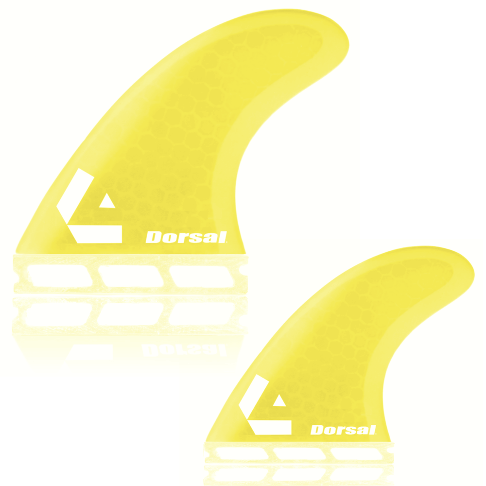 DORSAL Surfboard Fins Hexcore Quad Set (4) Honeycomb FUT Compatible Yellow