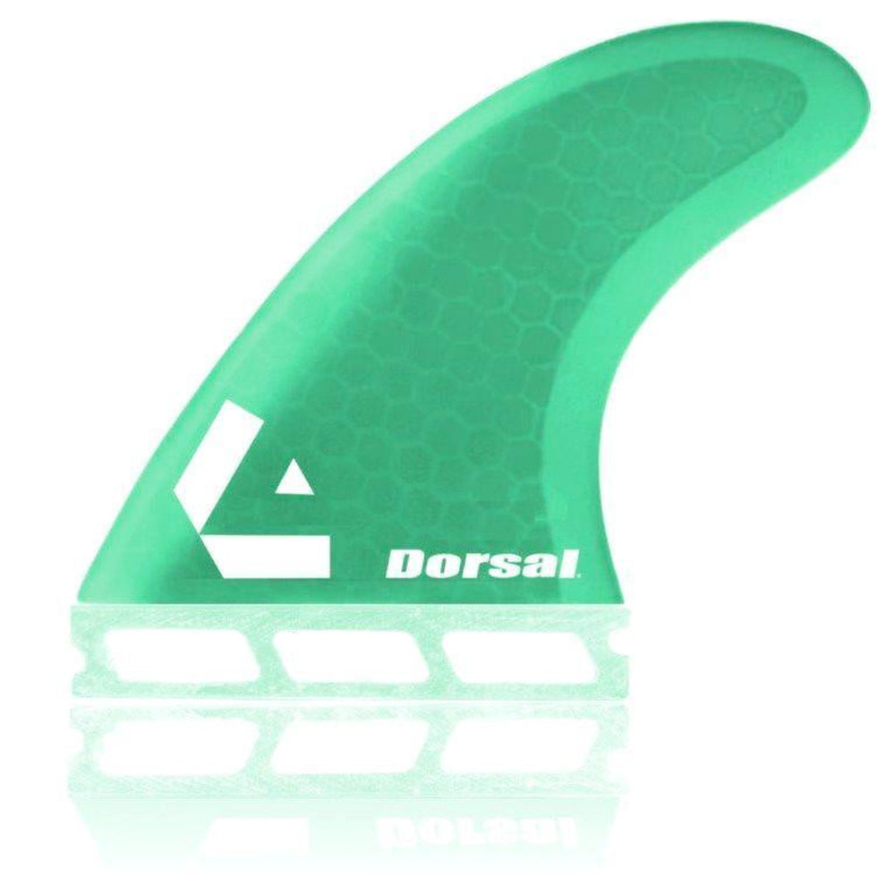 DORSAL Surfboard Fins Hexcore Thruster Set (3) Honeycomb FUT Base Compatible Green