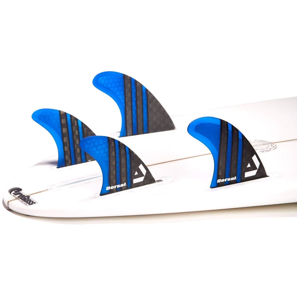 Dorsal Carbon Hexcore Quad Surfboard Fins (4) Honeycomb FUT Base Blue - DORSAL??½ Surf Shop - Dorsalfins.com??ç?ä