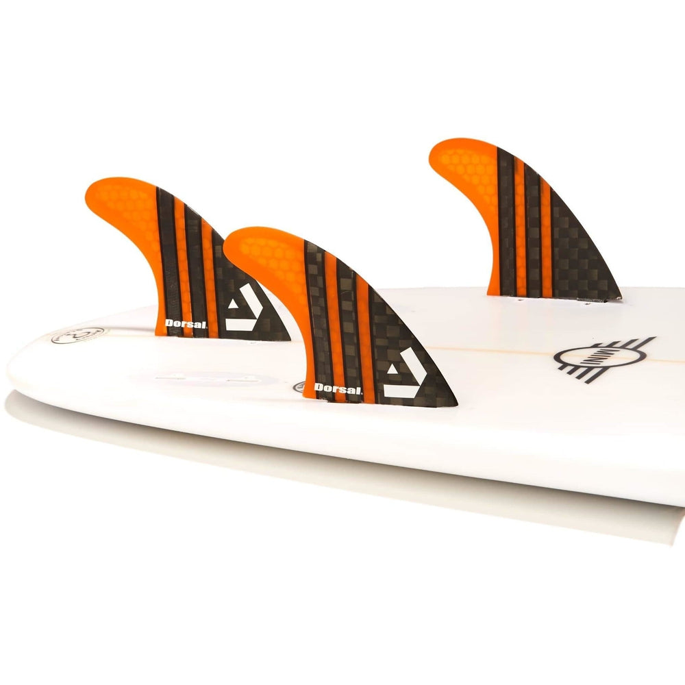 Dorsal Carbon Hexcore Thruster Surfboard Fins (3) Honeycomb FCS Base Orange - DORSAL??½ Surf Shop - Dorsalfins.com??ç?ä