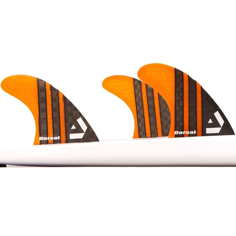 Dorsal Carbon Hexcore Thruster Surfboard Fins (3) Honeycomb FCS Base Orange - DORSAL??½ Surf Shop - Dorsalfins.com??ç?ä