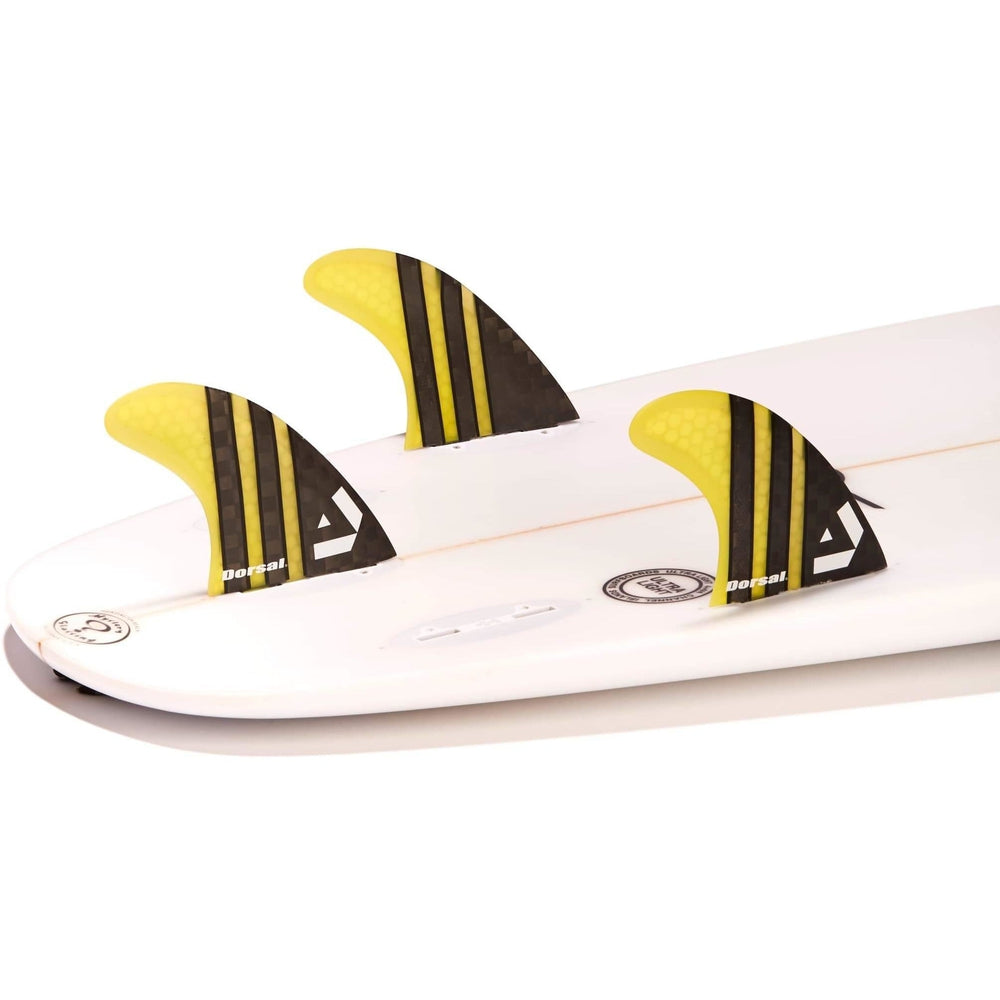 Dorsal Carbon Hexcore Thruster Surfboard Fins (3) Honeycomb FCS Base Yellow - DORSAL??½ Surf Shop - Dorsalfins.com??ç?ä