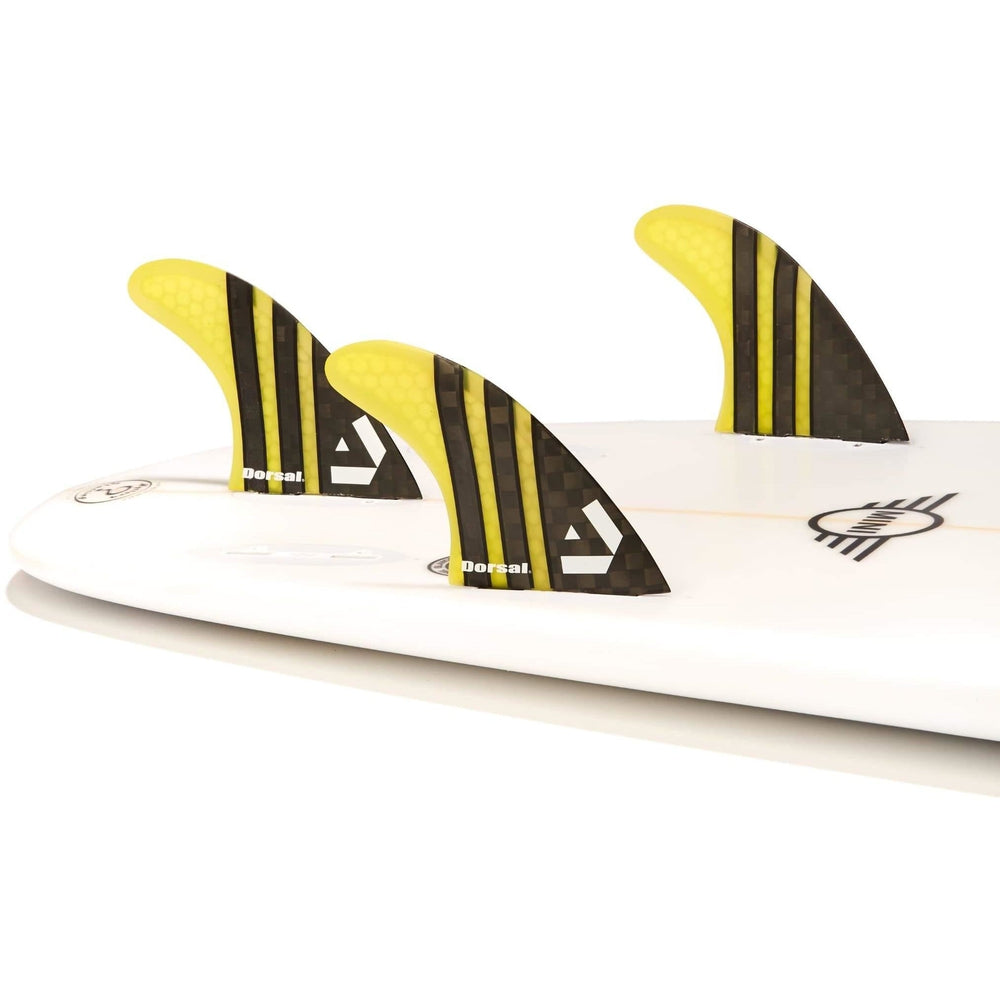 DORSAL Carbon Hexcore FCS Compatible 3-Fin Thruster Set - Yellow
