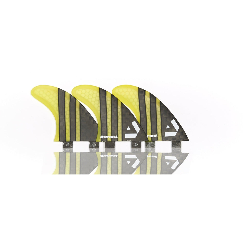 DORSAL Carbon Hexcore FCS Compatible 3-Fin Thruster Set - Yellow