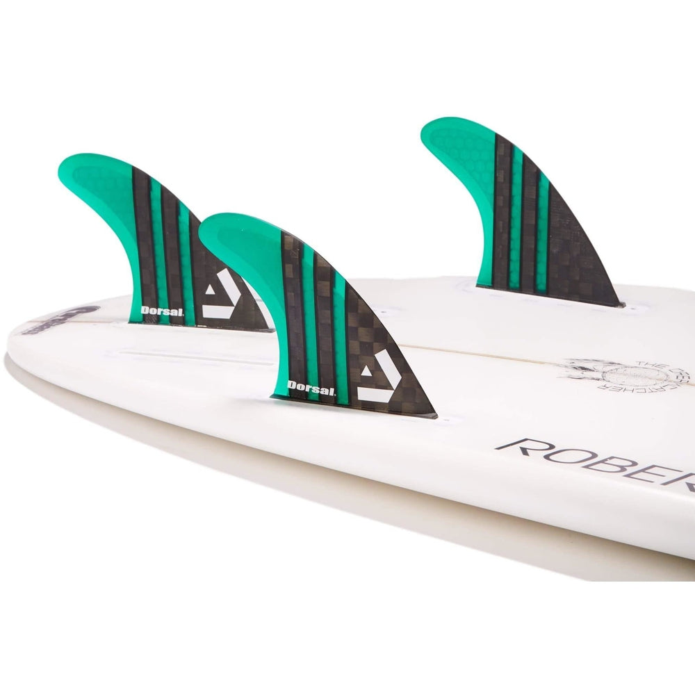 DORSAL Surfboard Fins Carbon Hexcore Thruster Set (3) Honeycomb FUT Compatible Green