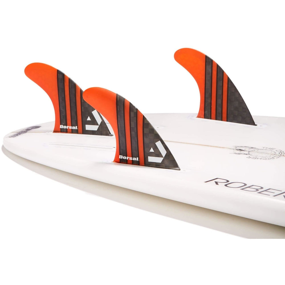 DORSAL Surfboard Fins Carbon Hexcore Thruster Set (3) Honeycomb FUT Compatible Orange