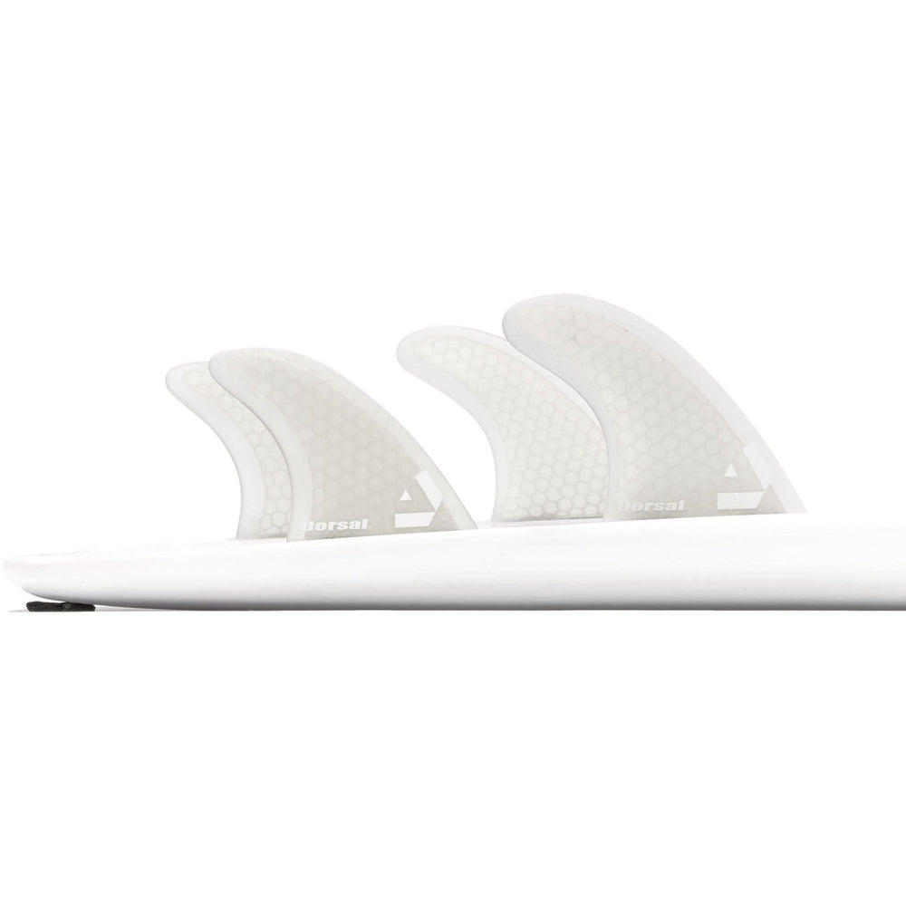 DORSAL Surfboard Fins Hexcore Quad Set (4) Honeycomb FCS Compatible White