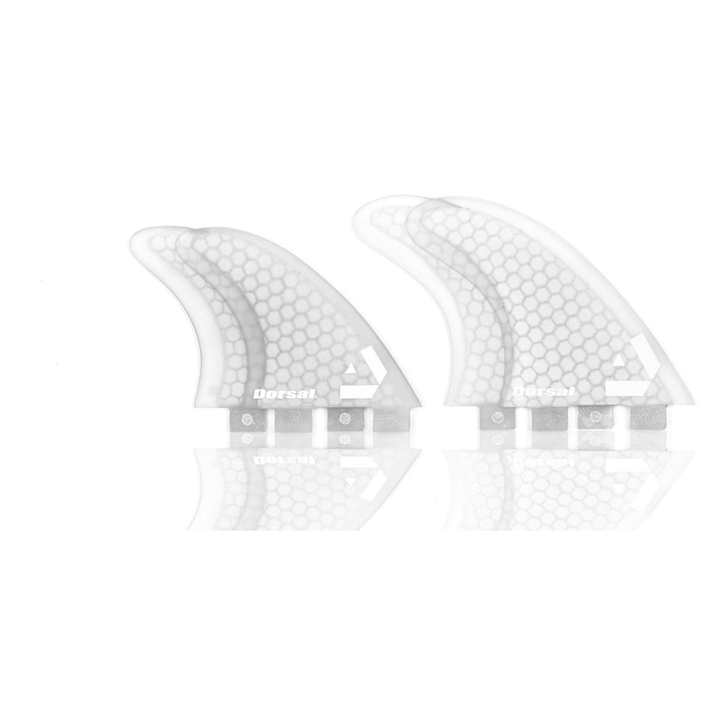DORSAL Surfboard Fins Hexcore Quad Set (4) Honeycomb FCS Compatible White