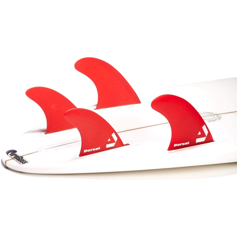 DORSAL Surfboard Fins Hexcore Quad Set (4) Honeycomb FUT Compatible Red