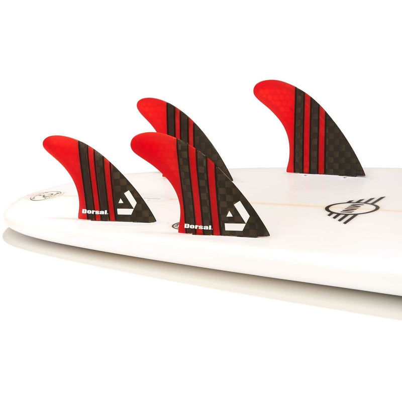 Dorsal Carbon Hexcore Quad Surfboard Fins (4) Honeycomb FCS Base Red - DORSAL??½ Surf Shop - Dorsalfins.com??ç?ä