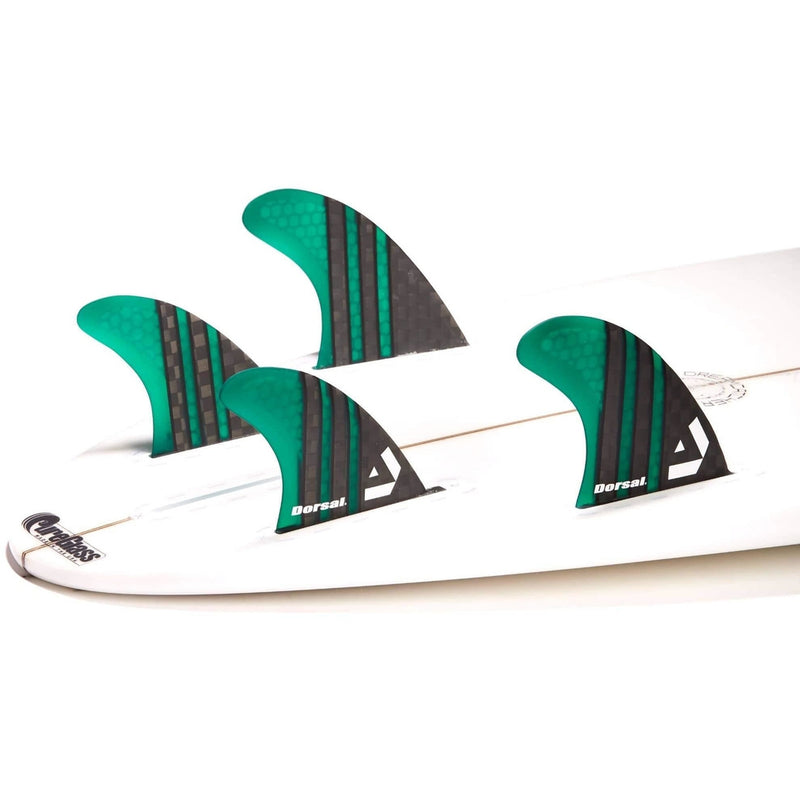 Dorsal Carbon Hexcore Quad Surfboard Fins (4) Honeycomb FUT Base Green - DORSAL??½ Surf Shop - Dorsalfins.com??ç?ä