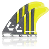 Dorsal Carbon Hexcore Quad Surfboard Fins (4) Honeycomb FUT Base Yellow - DORSAL??½ Surf Shop - Dorsalfins.com??ç?ä