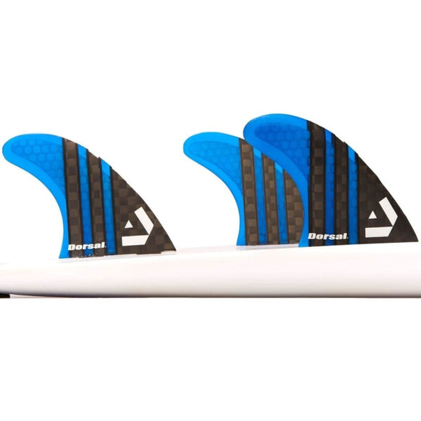 Dorsal Carbon Hexcore Thruster Surfboard Fins (3) Honeycomb FCS Base Blue - DORSAL??½ Surf Shop - Dorsalfins.com??ç?ä