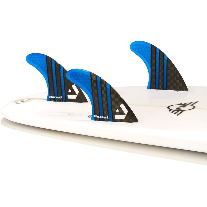 Dorsal Carbon Hexcore Thruster Surfboard Fins (3) Honeycomb FCS Base Blue - DORSAL??½ Surf Shop - Dorsalfins.com??ç?ä