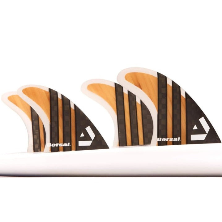 DORSAL Surfboard Fins Carbon (Bamboo) Quad Set (4) Honeycomb FCS Compatible Base - by DORSAL Surf Brand - Dorsalfins.com?ÇÄ