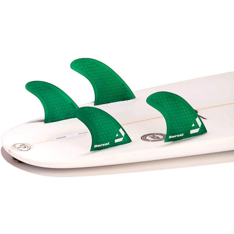 DORSAL Surfboard Fins Hexcore Quad Set (4) Honeycomb FCS Compatible Green - by DORSAL Surf Brand - Dorsalfins.com?ÇÄ