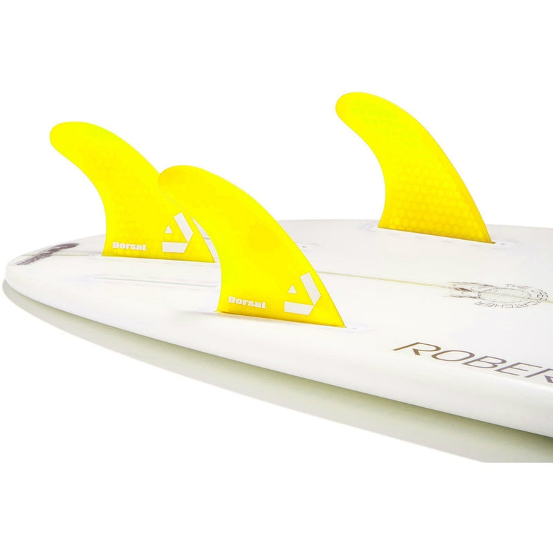 DORSAL Surfboard Fins Hexcore Thruster Set (3) Honeycomb FUT Base Compatible Yellow - by DORSAL Surf Brand - Dorsalfins.com?ÇÄ