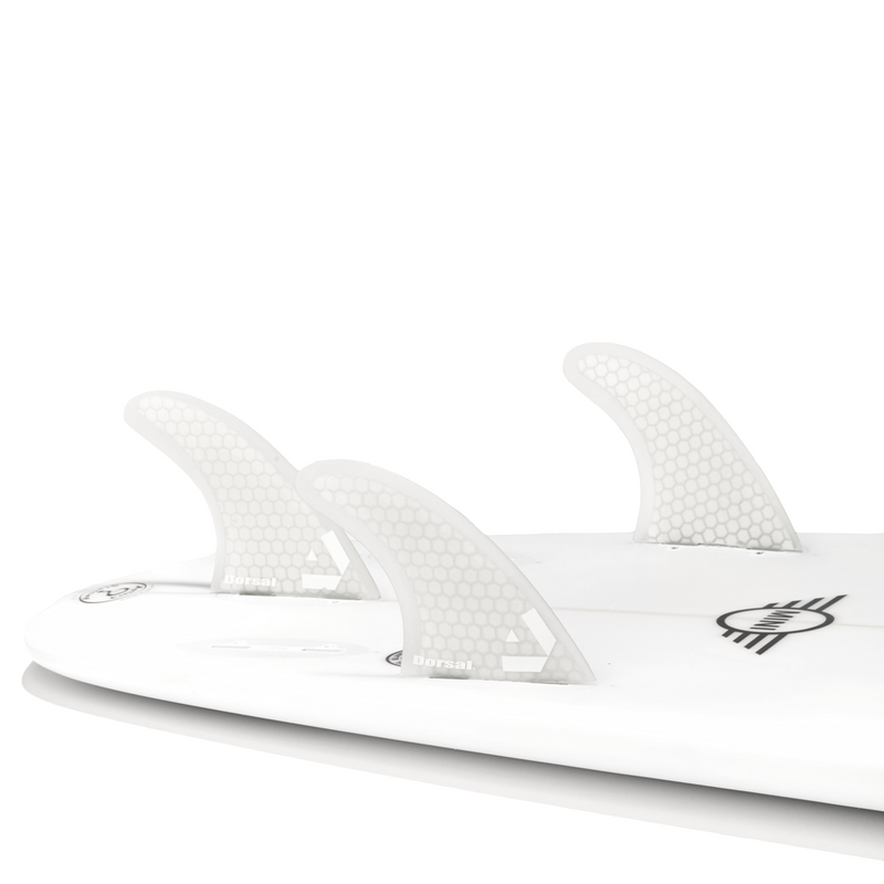 DORSAL Surfboard Fins Hexcore Thruster Set (3) Honeycomb FCS Base Compatible White - by DORSAL Surf Brand - Dorsalfins.com?ÇÄ