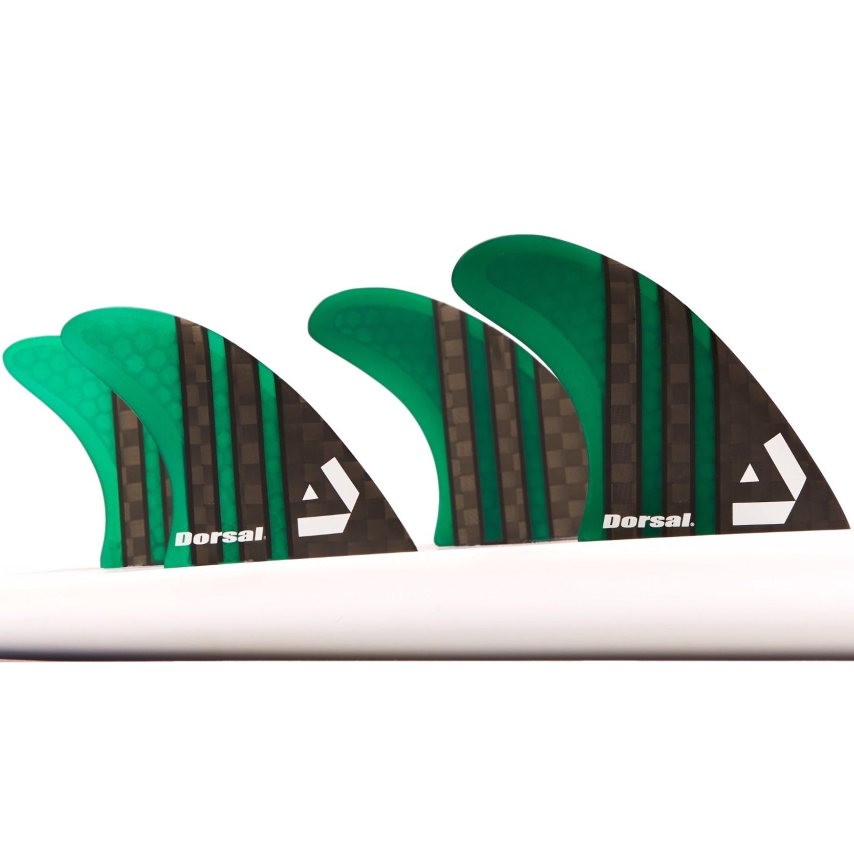 DORSAL Surfboard Fins Quad Set - Future Compatible Bamboo Fiberglass With Carbon Hexcore