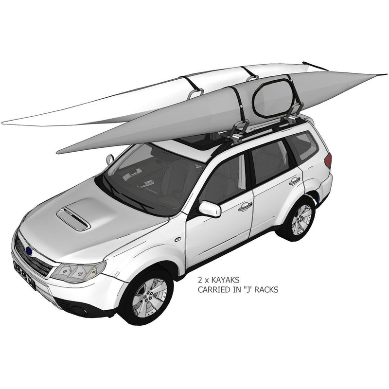 Double Set of J Bar Kayak & Canoe Roof Racks