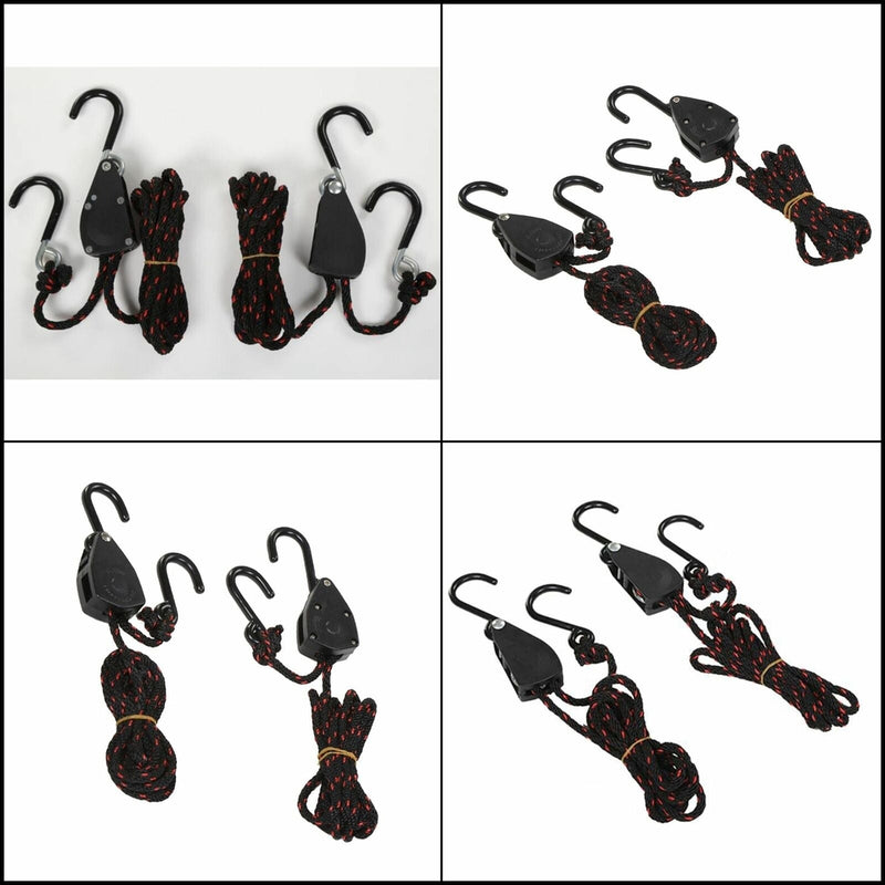 1set Sling Pulley Ratchets Kayak And Canoe Boat Bow Stern Rope